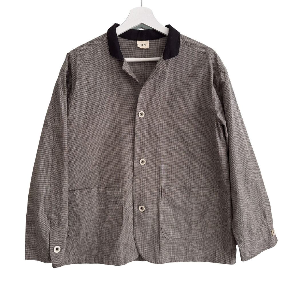RTH Casual Worker Chore Jacket Micro Houndstooth Cotton Shacket Size 1